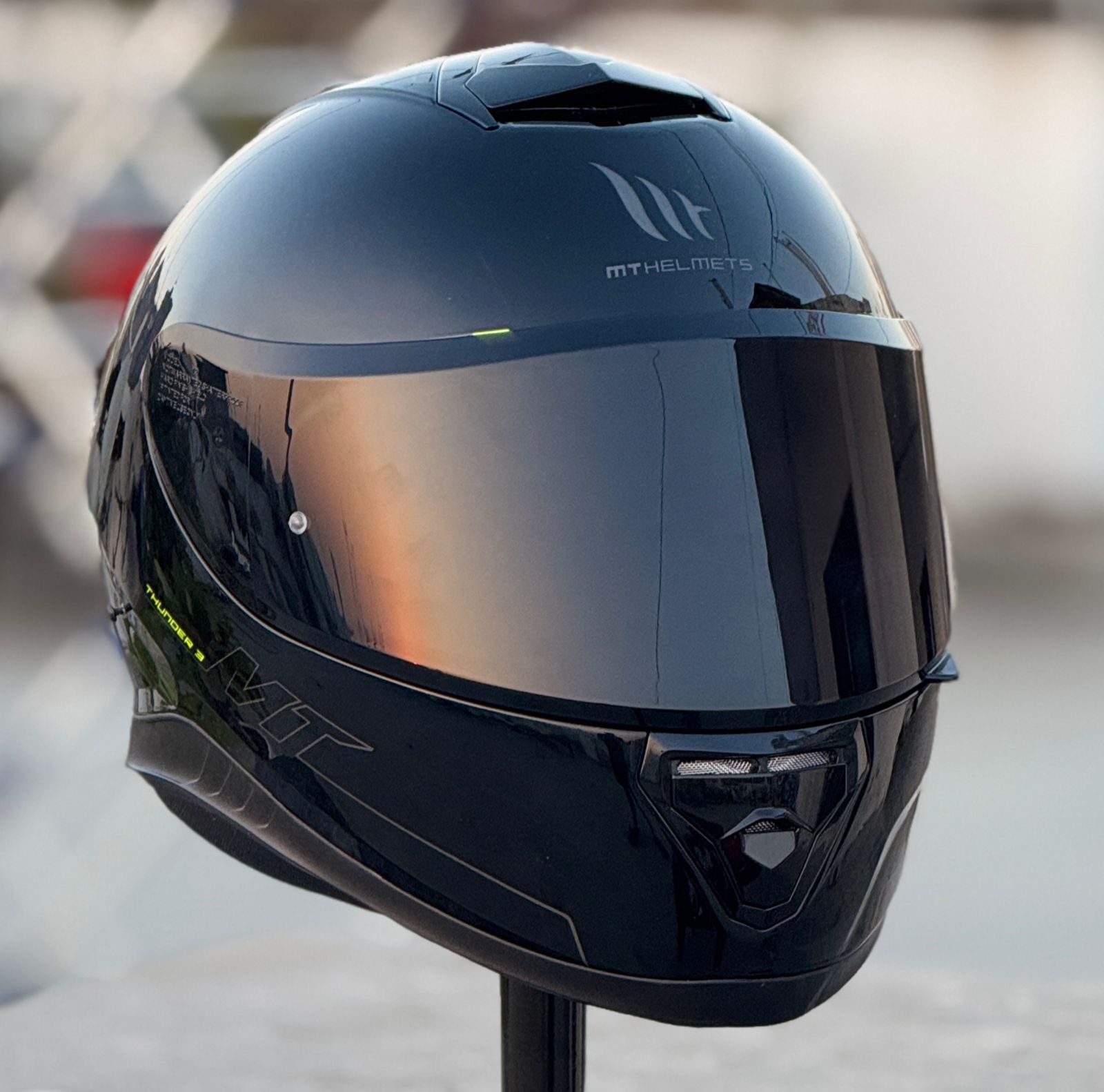 iridium visor for mt helmets AFTER MARKET NIGHT VISION COMPATIBLE WITH V12 THUNDER 3, MUGE VISORWALA and Mirror Chrome. MT VISORS - Elevate Your