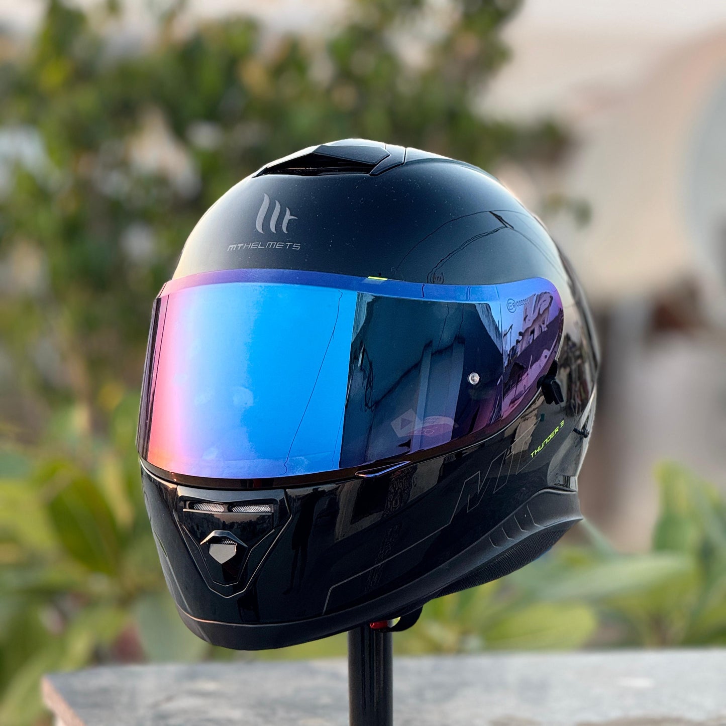 AFTERMARKET BLUE RAINBOW/IRIDIUM VISOR COMPATIBLE WITH MT V-12 MUGELLO, STINGER MODEL UP TO 2019, THUNDER 3 & 2016 BLADE HELMETS.