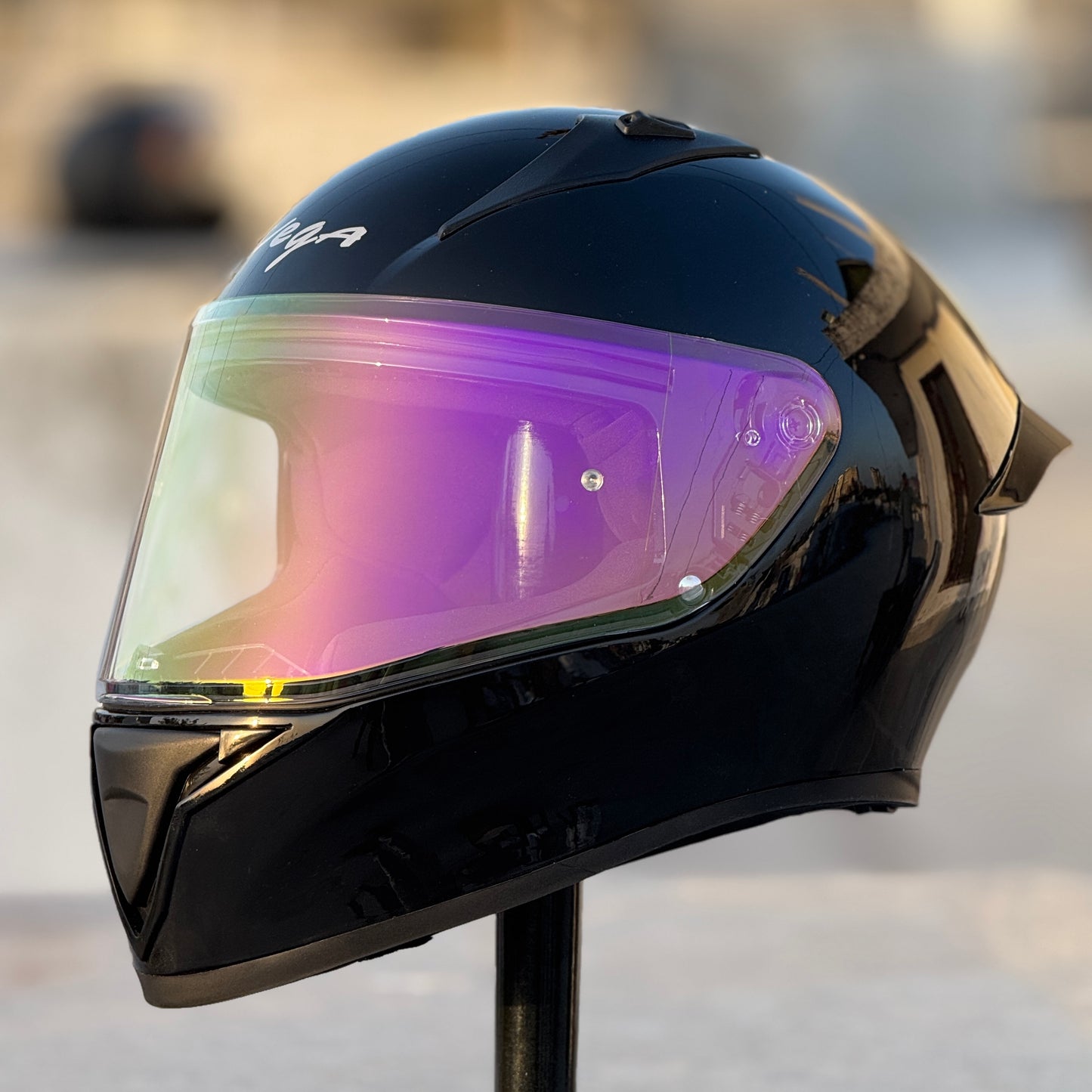AFTERMARKET VEGA BOLT NIGHT VISION VISOR  – REVO CLEAR PURPLE (PINLOCK READY)